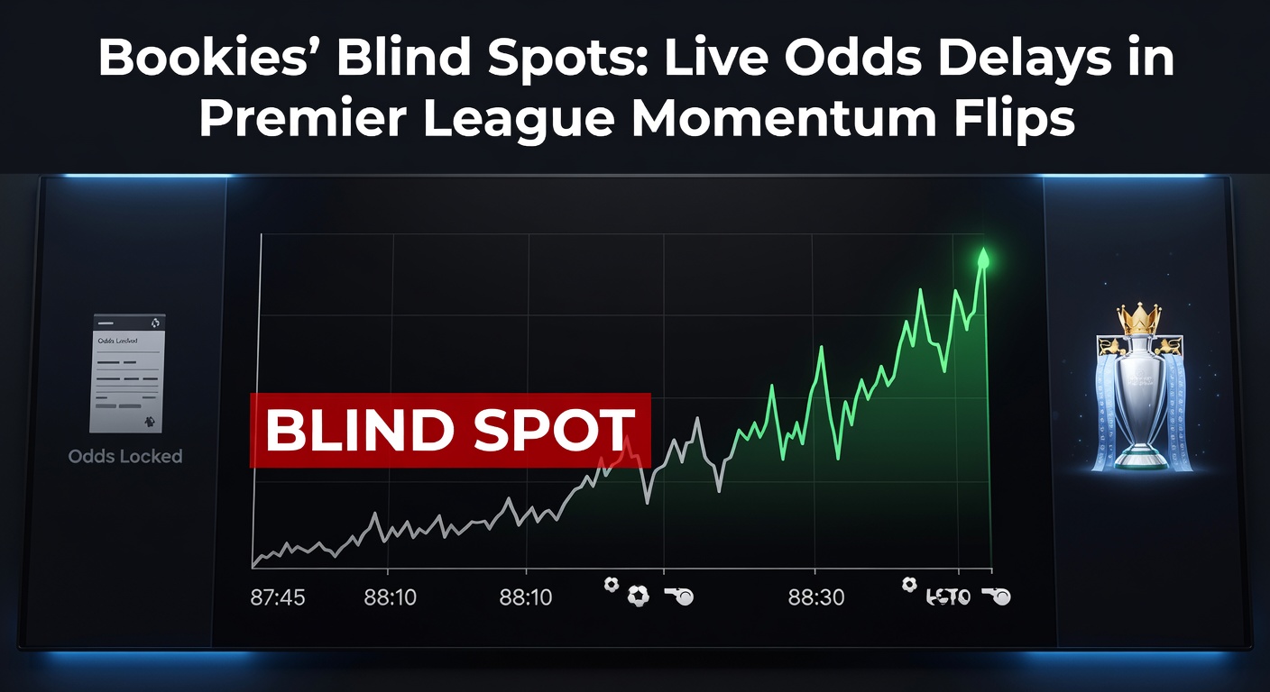 Graph showing live odds lag during a Premier League momentum shift, with lines diverging sharply after a key event like a goal or red card