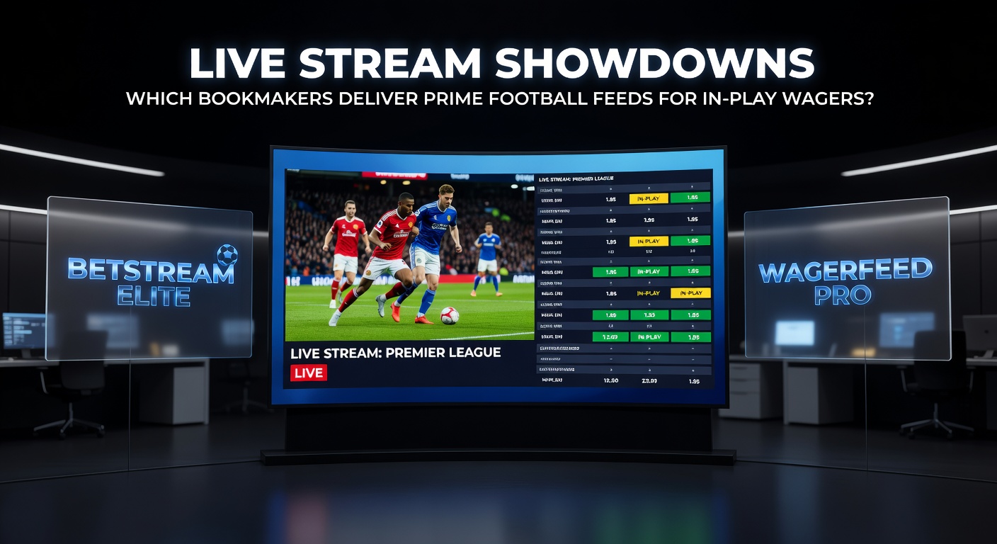 Vibrant live football stream interface on a bookmaker's app showing in-play odds and action