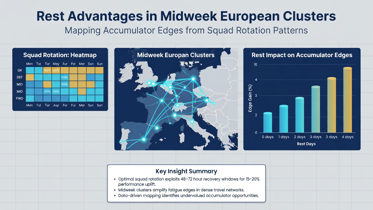 Mapping rest advantages and squad rotation data for European midweek clusters in accumulator strategies
