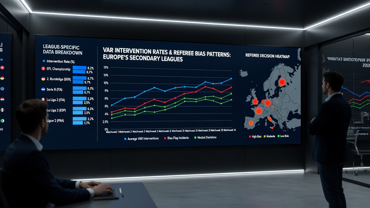 Chart displaying VAR intervention statistics from multiple European secondary leagues